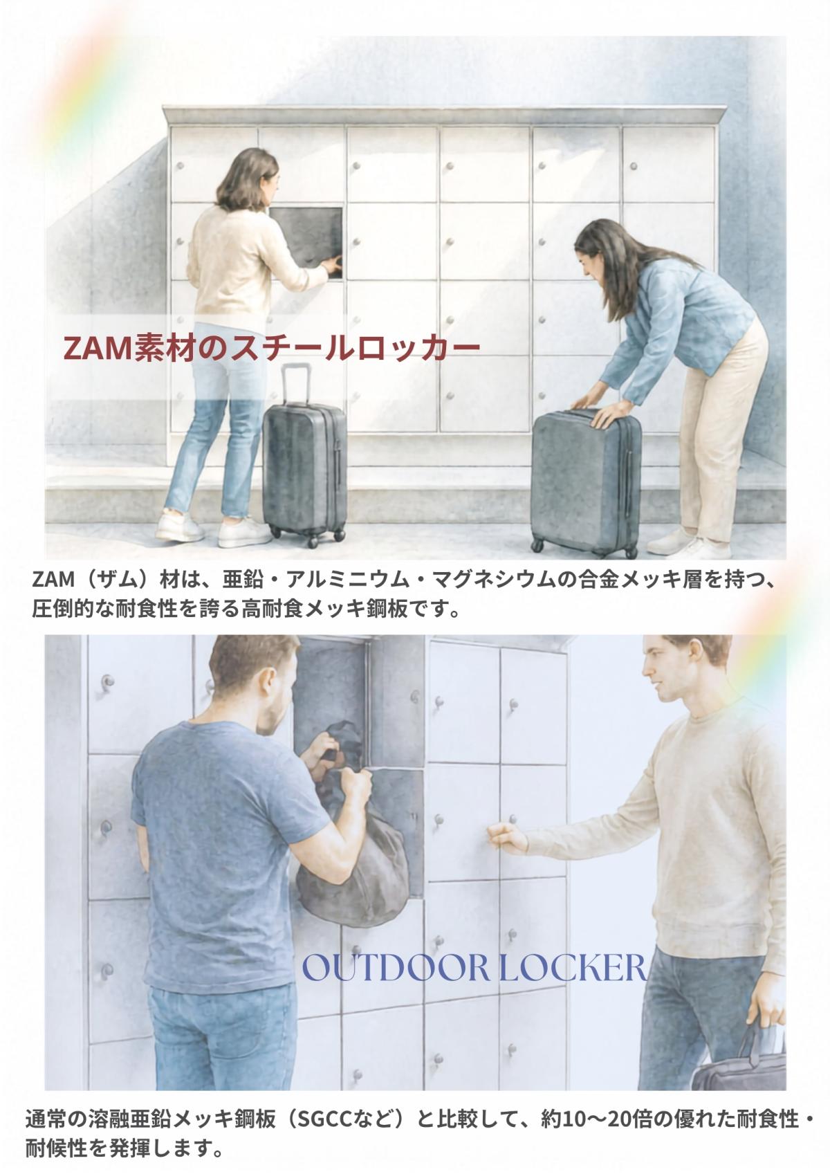 ZAM素材を用いたロッカーの製作が可能です